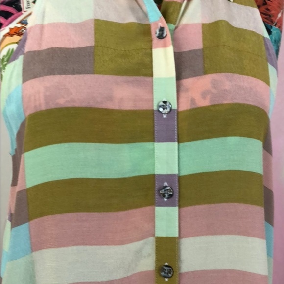 SALE Mara Hoffman Flag Stripe Button Down Gridded - Picture 6 of 8